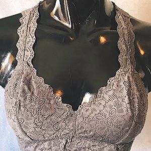 Felina Charcoal Gray Lace bralette C2844B  Size LG